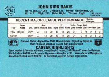 1988 Donruss #594 John Davis Back