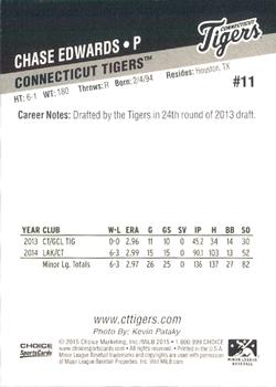 2015 Choice Connecticut Tigers #11 Chase Edwards Back
