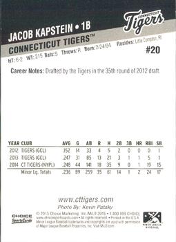 2015 Choice Connecticut Tigers #20 Jacob Kapstein Back