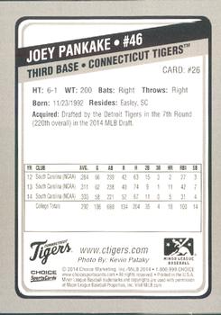 2014 Choice Connecticut Tigers #26 Joey Pankake Back