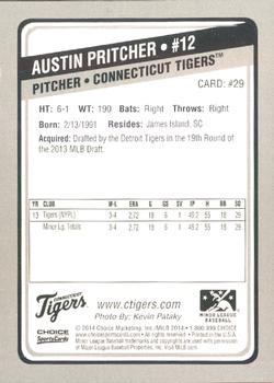 2014 Choice Connecticut Tigers #29 Austin Pritcher Back