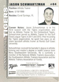 2013 Choice Connecticut Tigers #04 Jason Schwartzman Back