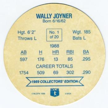 1989 Holsum Discs #1 Wally Joyner Back