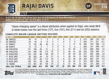 2015 Topps Update - Throwback Variations #518 Rajai Davis Back