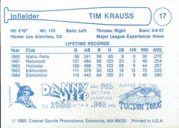 1985 Cramer Edmonton Trappers #17 Tim Krauss Back