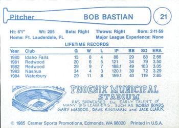 1985 Cramer Edmonton Trappers #21 Bob Bastian Back