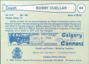 1985 Cramer Calgary Cannons #84 Bobby Cuellar Back