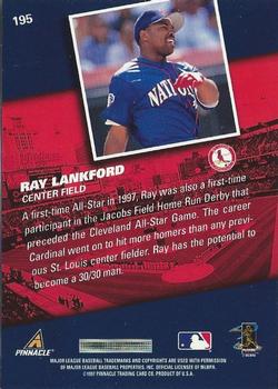 1998 Pinnacle #195 Ray Lankford Back