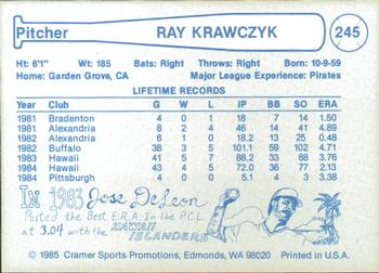 1985 Cramer Hawaii Islanders #245 Ray Krawczyk Back