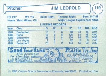 1985 Cramer Las Vegas Stars #119 Jim Leopold Back