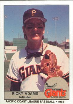 1985 Cramer Phoenix Giants #188 Ricky Adams Front