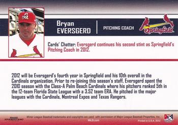 2012 Grandstand Springfield Cardinals #NNO Bryan Eversgerd Back