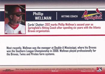2012 Grandstand Springfield Cardinals #NNO Phillip Wellman Back