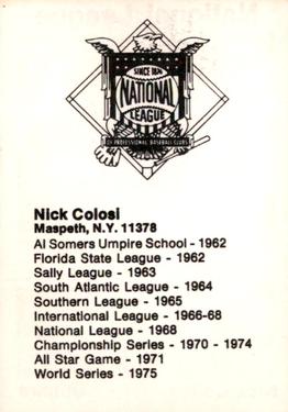 1977 TCMA Umpires #NNO Nick Colosi Back
