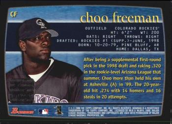 2000 Bowman - Autographs #CF Choo Freeman Back