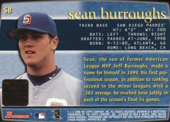 2000 Bowman - Autographs #SB Sean Burroughs Back