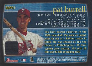 2000 Bowman Draft Picks & Prospects - Autographs #BDPA1 Pat Burrell  Back