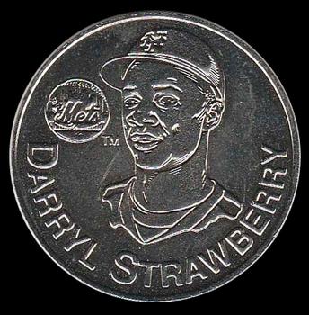 1991 Kenner Starting Lineup Cards - Collector Coins #NNO Darryl Strawberry Front