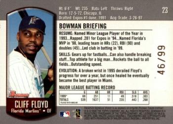 2000 Bowman - Gold #23 Cliff Floyd  Back