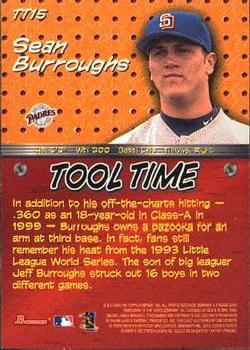 2000 Bowman - Tool Time #TT15 Sean Burroughs  Back