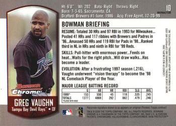 2000 Bowman Chrome - Refractors #10 Greg Vaughn  Back