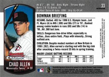 2000 Bowman Chrome - Refractors #33 Chad Allen  Back