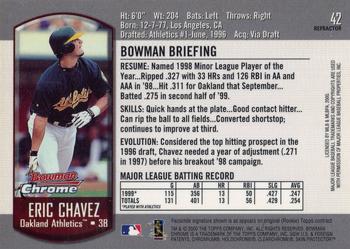 2000 Bowman Chrome - Refractors #42 Eric Chavez  Back