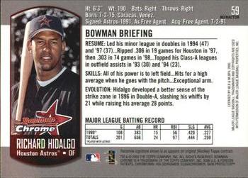 2000 Bowman Chrome - Refractors #59 Richard Hidalgo  Back