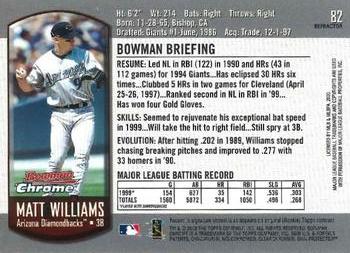2000 Bowman Chrome - Refractors #82 Matt Williams  Back