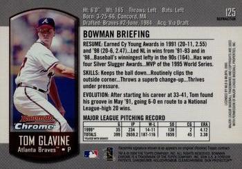 2000 Bowman Chrome - Refractors #125 Tom Glavine  Back
