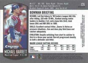 2000 Bowman Chrome - Refractors #126 Michael Barrett  Back