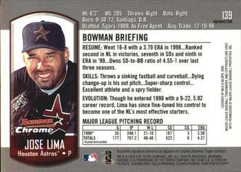 2000 Bowman Chrome - Refractors #139 Jose Lima  Back