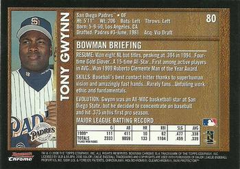 2000 Bowman Chrome - Retro/Future #80 Tony Gwynn  Back