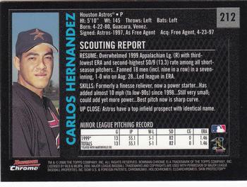 2000 Bowman Chrome - Retro/Future #212 Carlos Hernandez  Back