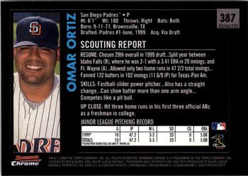 2000 Bowman Chrome - Retro/Future Refractors #387 Omar Ortiz  Back