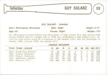 1979 Cramer Phoenix Giants #22 Guy Sularz Back