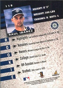 1998 Pinnacle Inside #119 Raul Ibanez Back
