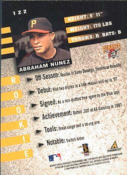 1998 Pinnacle Inside #122 Abraham Nunez Back