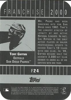 2000 Bowman's Best - Franchise 2000 #F24 Tony Gwynn  Back