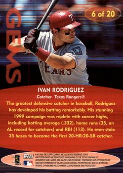 2000 Finest - Gems Oversize #6 Ivan Rodriguez  Back