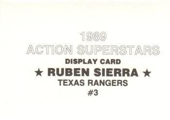 1989 Action Superstars Display Cards (unlicensed) #3 Ruben Sierra Back