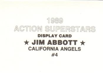 1989 Action Superstars Display Cards (unlicensed) #4 Jim Abbott Back