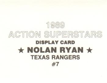 1989 Action Superstars Display Cards (unlicensed) #7 Nolan Ryan Back