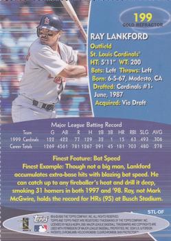 2000 Finest - Gold Refractors #199 Ray Lankford  Back