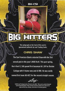 2015 Leaf Ultimate - Big Hitters Autographs #BH-CS1 Chris Shaw Back