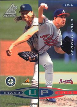 1998 Pinnacle Inside - Stand Up Guys #12-A / 12-B Randy Johnson / Greg Maddux / Hideo Nomo / Roger Clemens Front