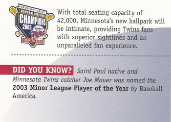 2004 Minnesota Twins A Ballpark for Minnesota #NNO A Ballpark for Minnesota Back