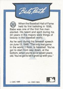1989 CMC Babe Ruth Limited Edition #20 Babe Ruth Back