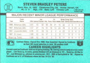 1988 Donruss The Rookies #22 Steve Peters Back