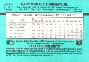 1988 Donruss The Rookies #33 Gary Thurman Back